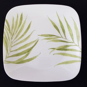 4pc Corelle Vitrelle Bamboo Leaf Square Dinner Plate Set, Made in USA